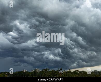 Stormy clouds on a rainy day gathered over Zagreb, Croatia Stock Photo
