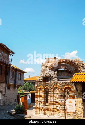 Nessebar, Bulgaria - July 31, 2019 : Church of the Holy Archangels Michael and Gabriel Ruins Stock Photo