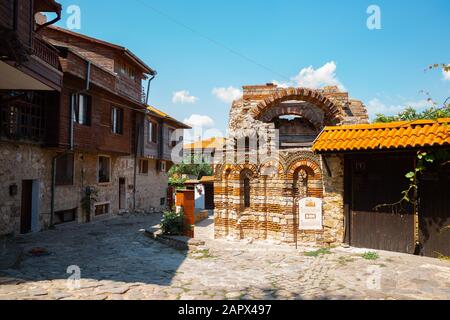 Nessebar, Bulgaria - July 31, 2019 : Church of the Holy Archangels Michael and Gabriel Ruins Stock Photo