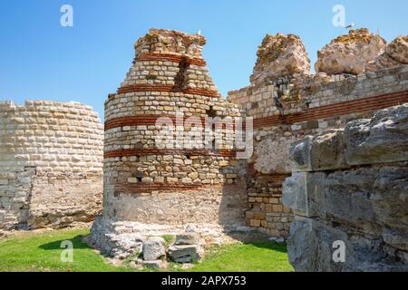 Ancient fortress wall ruins in Nessebar, Bulgaria Stock Photo