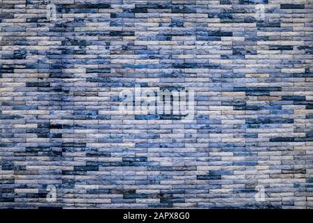Abstract Ocean Blue Color Brick Wall Patterns as Background or Textures Stock Photo