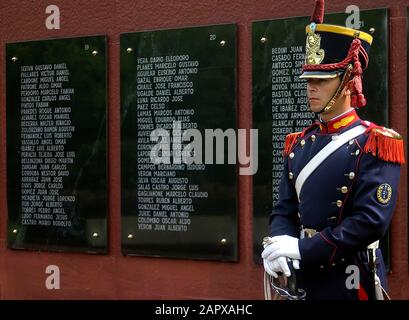 Argentine Grenadier soldier at Malvinas Monument, Buenos Aires, Argentina Stock Photo