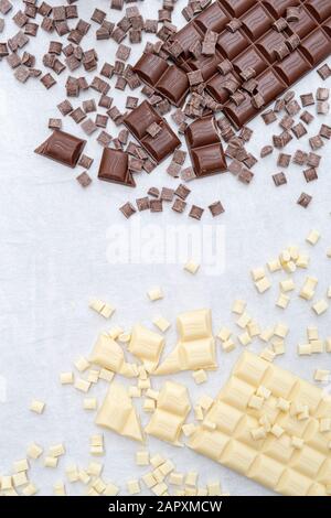Assorted bars of milk and dark chocolate pattern Stock Photo
