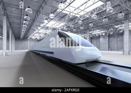 3d rendering high speed train in repair station Stock Photo