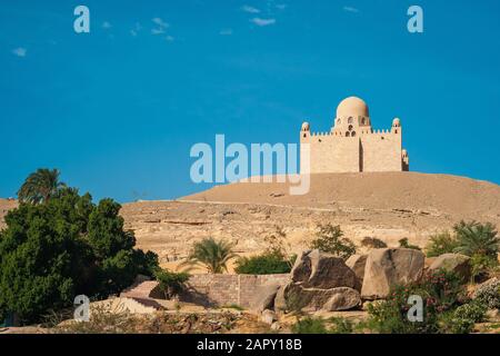 Aswan, Egypt - January 3 2011: Mausoleum or Tomb of Aga Khan III Sir Sultan Muhammed Shah in Aswan, Egypt Stock Photo