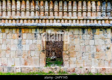 Detail of The Great Palace of Sayil, Mayan ruins, Puuc region, Yucatan Mexico Stock Photo