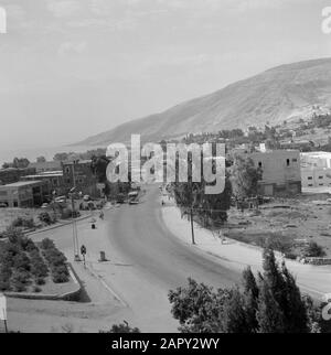 View of a part of the city of Tiberias with the surrounding hills and with a traffic road in the foreground Date: undated Location: Israel, Lake Tiberias, Tiberias Keywords: panorama s, cityscapes, roads Stock Photo