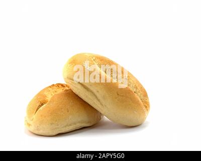 Wheat bun against white background Stock Photo