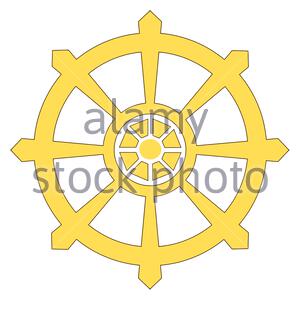 chakra buddhism wheel of dharma yellow illustration Stock Photo ...