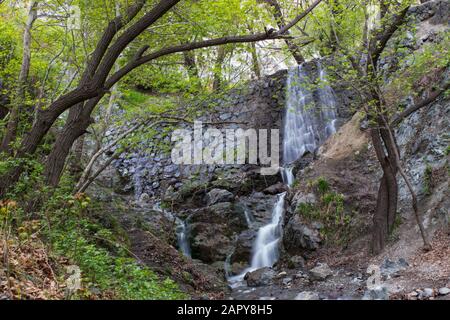 long exposure photography of artificial waterfall on the path of golab darreh river, north of tehran, iran Stock Photo