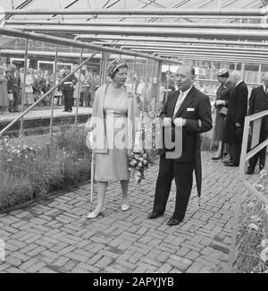 Floriade 1960  Queen Juliana in a greenhouse Date: 20 July 1960 Location: Rotterdam, South-Holland Keywords: greenhouses, queens Personal name: Juliana, Queen Institution name: Floriade Stock Photo