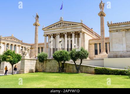 The Academy of Athens part of the Neoclassical Trilogy of Athens, Greece Stock Photo