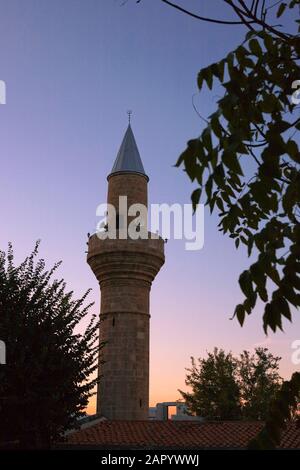 Cafer Paşa Camii mosque at dusk, Kyrenia, Northern Cyprus Stock Photo