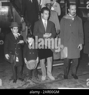 Prince Abdullah Ben Mohammed al Saued at Schiphol Airport. Poses with his sons, prince Bandar, prince Turki and prince Fahd (his eldest son) Date: 9 November 1961 Location: Noord-Holland, Schiphol Keywords: princes Personal name: Faisal bin Abdullah bin Mohammed Al Saud Stock Photo