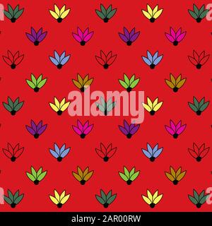floral seamless pattern on background with multicolor flowers. simple hand drawn seamless pattern for clothing, printing, texture, tiles etc. Stock Photo