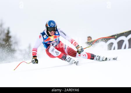 Matthias Mayer of Austria at the Ski Alpin: 80. Hahnenkamm Race 2020 - Audi FIS Alpine Ski World Cup - Men's Downhill at the Streif on January 25, 2020 in Kitzbuehel, AUSTRIA. Credit: European Sports Photographic Agency/Alamy Live News Stock Photo