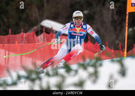 Johan Clarey of France at the Ski Alpin: 80. Hahnenkamm Race 2020 - Audi FIS Alpine Ski World Cup - Men's Downhill at the Streif on January 25, 2020 in Kitzbuehel, AUSTRIA. Credit: European Sports Photographic Agency/Alamy Live News Stock Photo