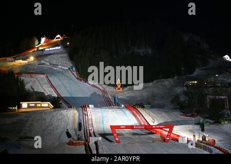 Kitzbuehel, Austria. 25th Jan 2020. A general view before the Audi FIS Alpine Ski World Cup Downhill race on January 25, 2020 in Kitzbuehel, Austria. Credit: European Sports Photographic Agency/Alamy Live News Stock Photo