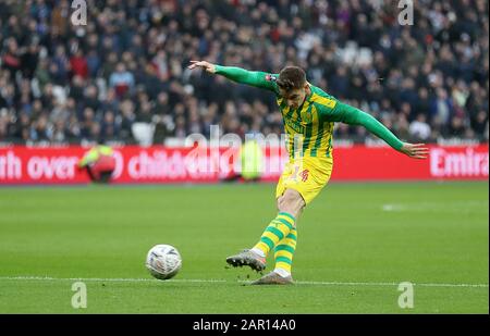 West Bromwich Albion's Conor Townsend scores his side's first goal of the game during the FA Cup fourth round match at the London Stadium. Stock Photo