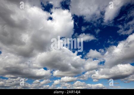 stratocumulus clouds in blue sky iceland Stock Photo