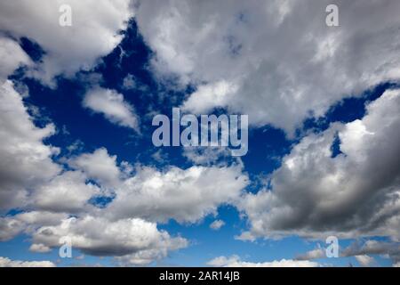 stratocumulus clouds in blue sky iceland Stock Photo