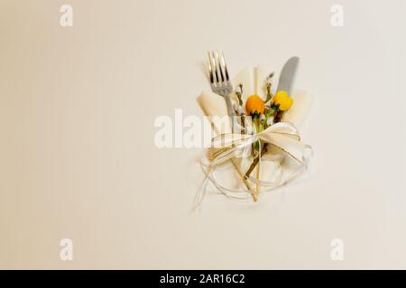 spring-like cutlery set Stock Photo