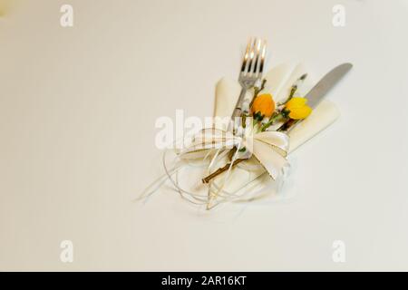 spring-like cutlery set Stock Photo