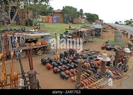 Souvenirs for sale at the entrance of Blyde River Canyon, Mpumalanga, South Africa. Stock Photo