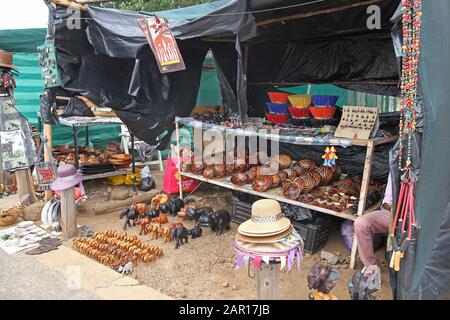 Souvenirs for sale at the entrance of Blyde River Canyon, Mpumalanga, South Africa. Stock Photo