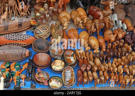 Souvenirs for sale at the entrance of Blyde River Canyon, Mpumalanga, South Africa. Stock Photo