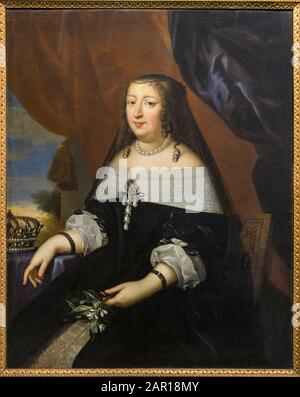 Portrait of Anne of Austria (Autriche) ATTRIBUTED TO Jean Nocret (1615-1672) -  Musee Saint-Loup, Troyes . Stock Photo