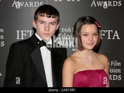 DUBLIN, IRELAND - FEBRUARY 14: Shane Curry and Kelly O'Neill arrive at the 6th Annual Irish Film and Television Awards at the Burlington Hotel on February 14, 2009 in Dublin, Ireland. Stock Photo