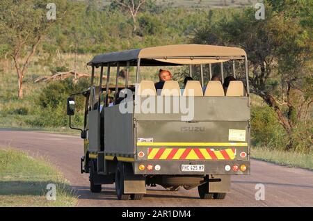 Isuzu safari truck in Kruger National Park, Mpumalanga, South Africa. Stock Photo