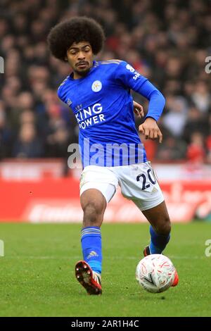 London, UK. 25th Jan, 2020. Hamza Choudhury of Leicester City in action. The Emirates FA Cup, 4th round match, Brentford v Leicester City at Griffin Park stadium in London on Saturday 25th January 2020. this image may only be used for Editorial purposes. Editorial use only, license required for commercial use. No use in betting, games or a single club/league/player publications. pic by Steffan Bowen/Andrew Orchard sports photography/Alamy Live news Credit: Andrew Orchard sports photography/Alamy Live News