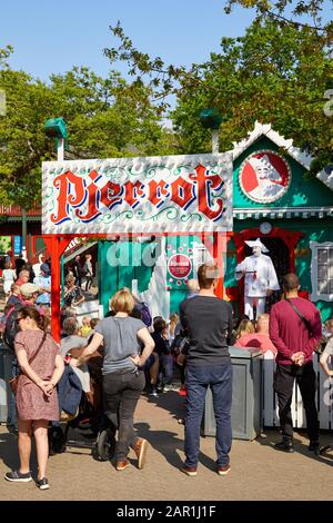 Pjerrot (Pierrot) at Dyrehavsbakken (Bakken) amusement park, Lyngby-Taarbæk Municipality, Denmark Stock Photo