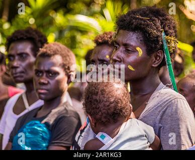 Island baptism as a blessing by indigenous people in Bougainville, Papua New Guinea