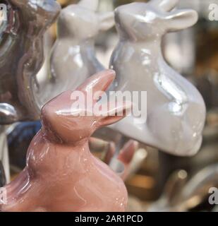 Decorative easter bunnies in pastel colors Stock Photo