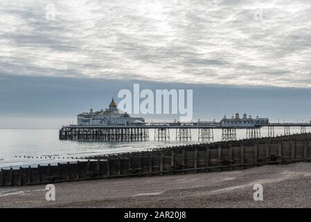 Clouds and Eastbourne Pier in winter Stock Photo