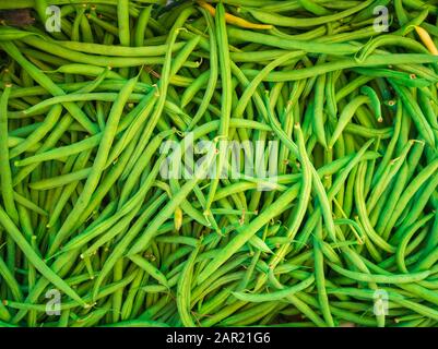 Closeup shot of a lot of fresh green beans - great for a cool background or wallpaper Stock Photo