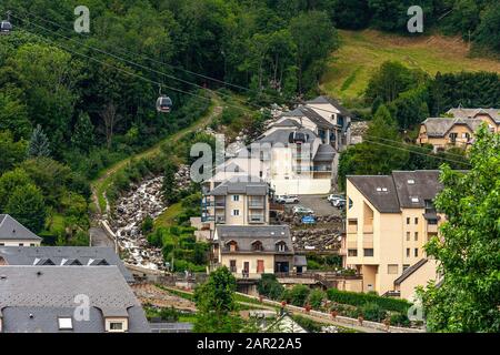 Cableway of Cauterets in the Pyrenees Stock Photo