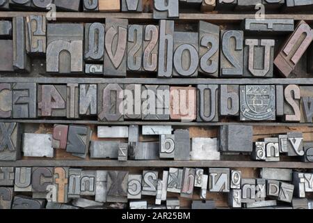 Printing block letters and numbers Stock Photo