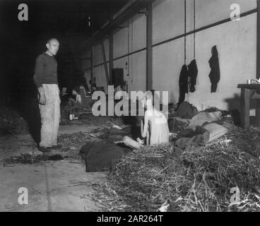 Hungarian Jews after removal from Nazi Concentration Camps to Facilities provided by U.S. Army, Austria, photograph by U.S. Army Signal Corps, May 1945 Stock Photo