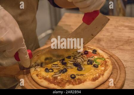 Pastry baking by arabian chef in Jordan Stock Photo