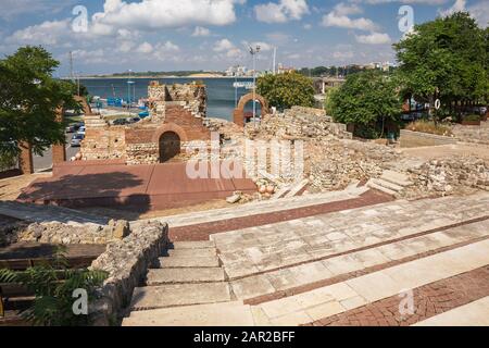 Ruins of an ancient amphitheater in Nessebar, Bulgaria Stock Photo
