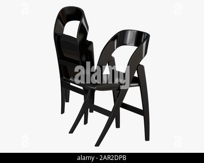 Two black folding chair 3d rendering Stock Photo