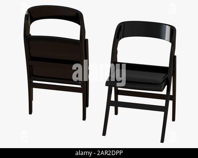 Two black folding chair 3d rendering Stock Photo