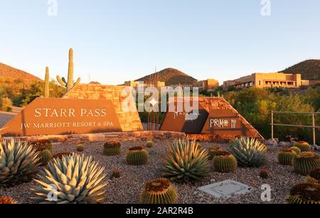 W Marriott Starr Pass Resort and Spa at Tucson, Arizona, which is Nestled against the saguaro-covered foothills of Tucson Mountain Park, Stock Photo