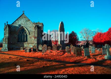 Rudston Monolith and Church, East Yorkshire Stock Photo