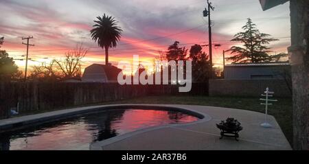 Sunset view from Pool Stock Photo