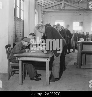 Repatriation Camp Rheine (Germany)  [Repatriants are registered] Date: 1945 Location: Germany, Rheine Keywords: repatriation, World War II Stock Photo
